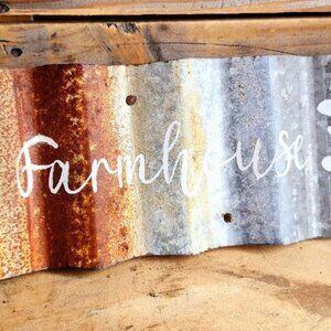 Rustic Farmhouse Sign, Vintage Reclaimed Metal, Pallet Wood